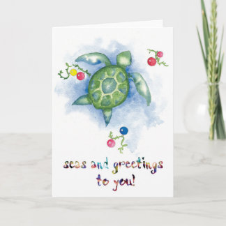 Watercolor Honu Turtle Christmas Card