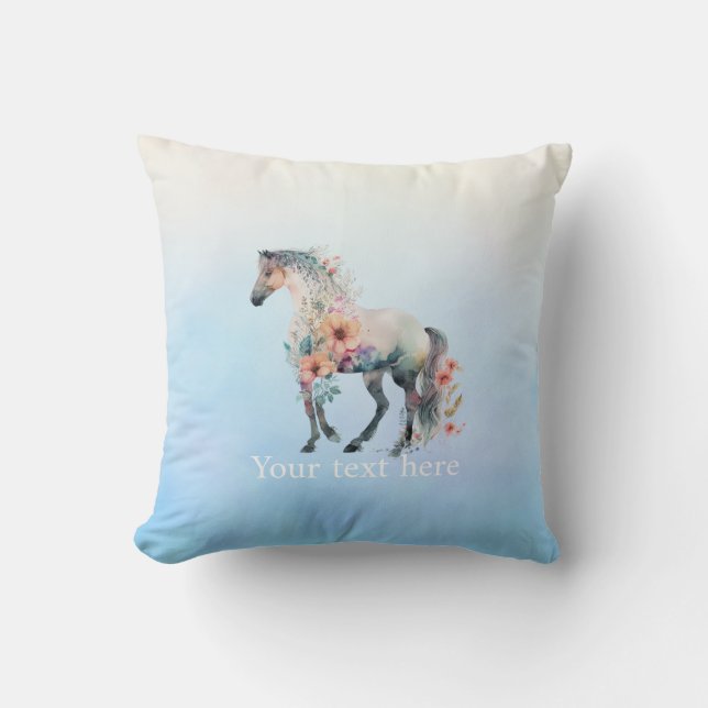 Watercolor horse accent pillow (Front)
