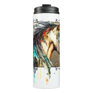 Watercolor Horse And Key Thermal Tumbler