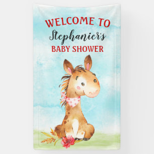 Watercolor Horse Baby Shower Farm Banner