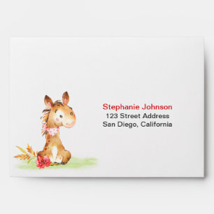 Watercolor Horse Baby Shower Farm Envelope