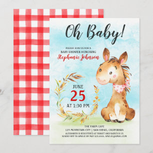 Watercolor Horse Baby Shower Farm Invitation