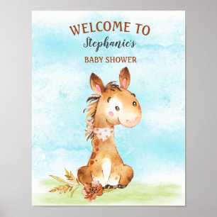 Watercolor Horse Baby Shower Farm Poster