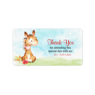 Watercolor Horse Baby Shower Farm Thank You Label