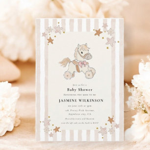 Watercolor Horse Baby Shower with QR Code rsvp Invitation