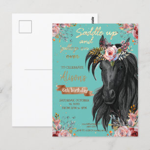 Watercolor horse birthday cowgirl Pony Postcard