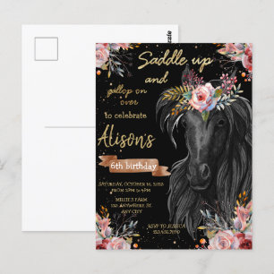 Watercolor horse birthday cowgirl postcard