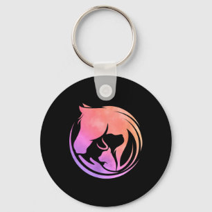 Watercolor Horse Dogs Cats Art Horseback Riding Cl Key Ring