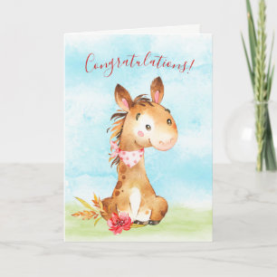 Watercolor Horse Farm Congratulations Card