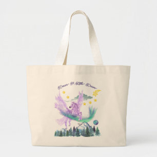 Watercolor Horse Flying Over Mountains Large Tote Bag