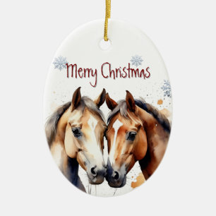 Watercolor Horse Horses Animal Custom Ceramic Tree Decoration