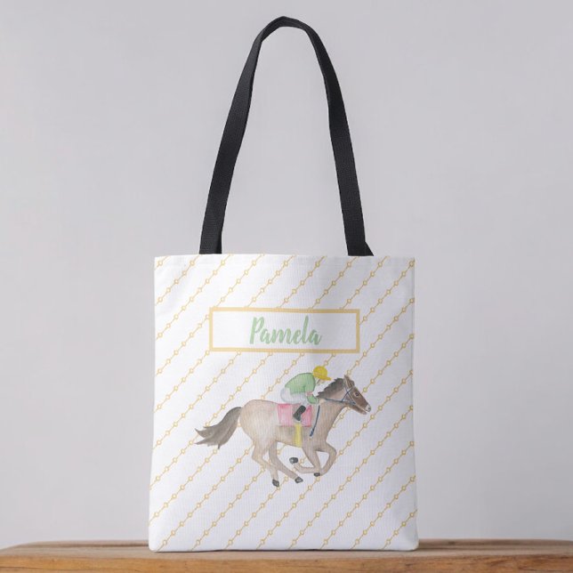 Watercolor Horse Race Jockey Personalised  Tote Bag (Creator Uploaded)