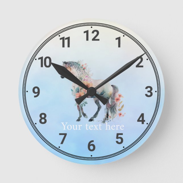 Watercolor horse wall clock (Front)