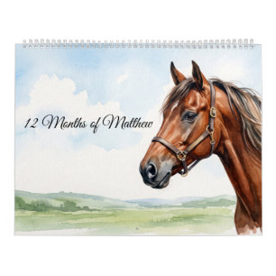 Watercolor Horses & Bible Verses Matthew Scripture Calendar