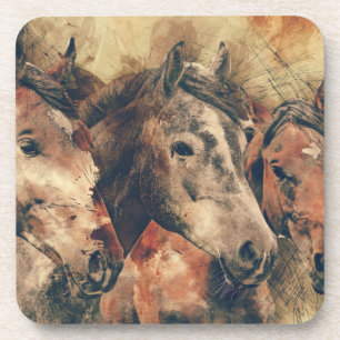 Watercolor Horses Coaster