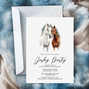 Watercolor Horses Derby Party Invitation with Eleg