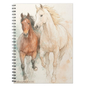 Watercolor Horses Running Together Notebook