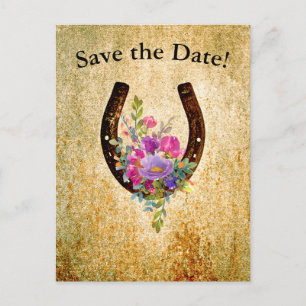 Watercolor horseshoe personalised Save the Date Holiday Postcard