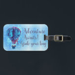 Watercolor Hot Air Balloon Adventure Awaits Luggage Tag<br><div class="desc">Whimsical watercolor hot air balloon and modern typography quote "Adventure Awaits,  grab your bag"</div>