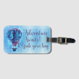Watercolor Hot Air Balloon Adventure Awaits Luggage Tag