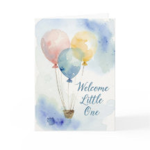 Watercolor Hot Air Balloon Baby Shower Card
