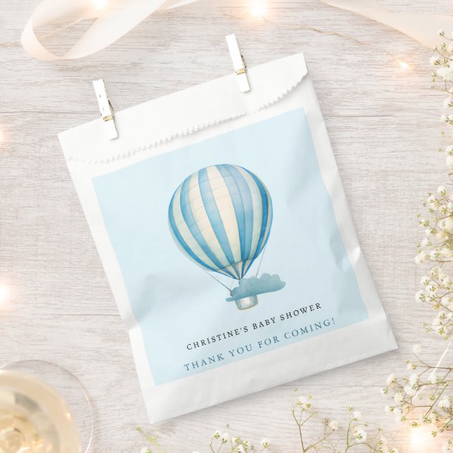Watercolor Hot Air Balloon Baby Shower Favour Bags (Clipped)