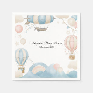Watercolor Hot Air Balloon Baby Shower Napkin