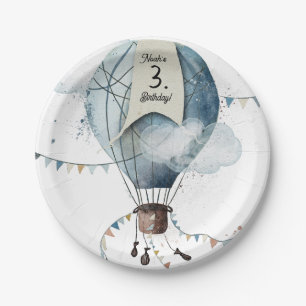 Watercolor Hot Air Balloon // Kid’s Birthday Paper Plate