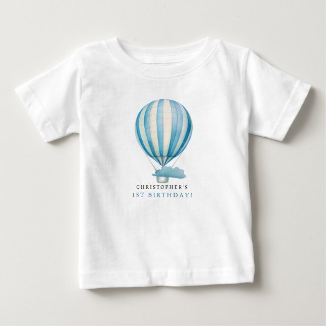 Watercolor Hot Air Balloon Personalised Name Baby T-Shirt (Front)