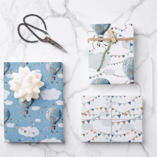 Watercolor Hot Air Balloon // Wrapping Paper Sheet