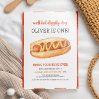 Watercolor Hot Dog 1st Birthday