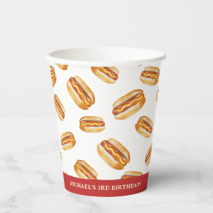 Watercolor Hot Dog Birthday Paper Cups – Kids Cook