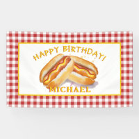 Watercolor Hot Dog Birthday Party Banner – Kids BB