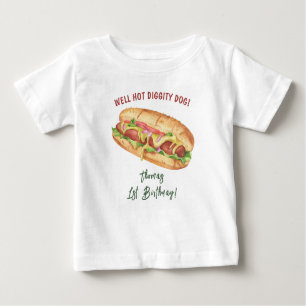 Watercolor Hot Dog Kids Birthday Baby T-Shirt