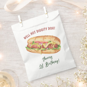 Watercolor Hot Dog Kids Birthday Favour Bags