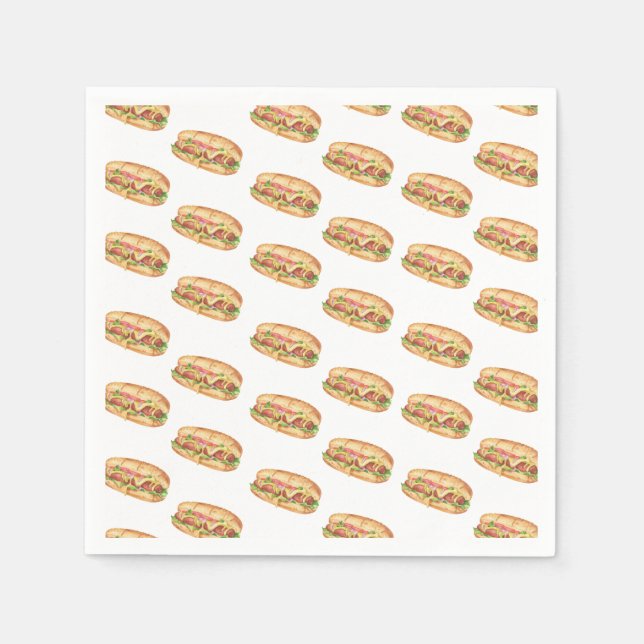 Watercolor Hot Dog Kids Birthday Napkin (Front)