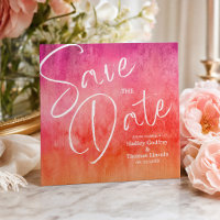 Watercolor Hot Pink and Orange Wedding