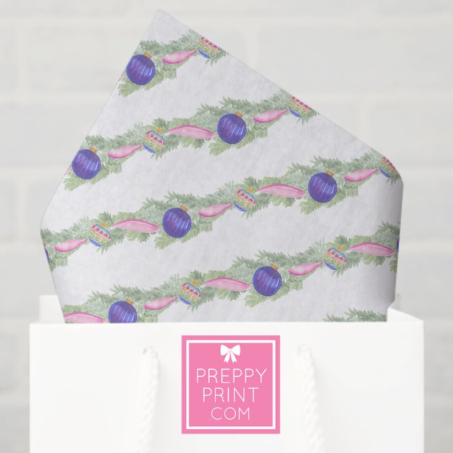 Watercolor Hot Pink Bow Garland Christmas Tissue Paper (Creator Uploaded)