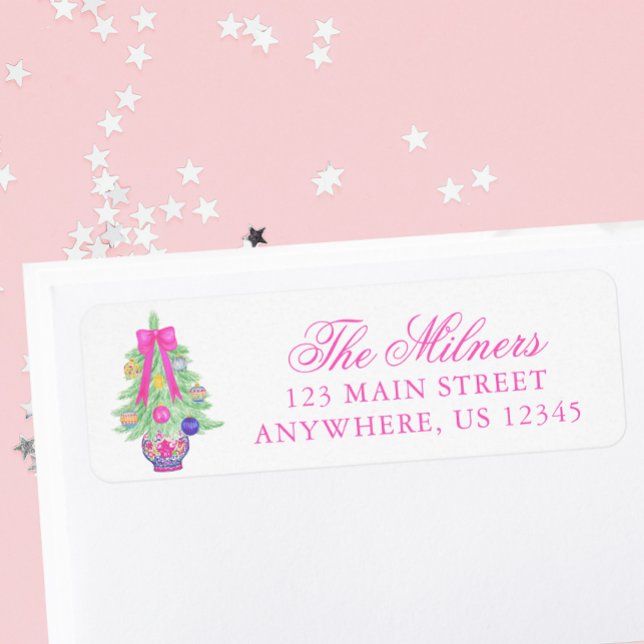 Watercolor Hot Pink Bow Ginger Jar Address (Creator Uploaded)