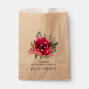 Watercolor Hot Pink Floral Bridal Shower Favour Bags