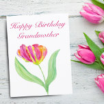 Watercolor Hot Pink Tulip Birthday Grandmother Thank You Card<br><div class="desc">Capture the essence of joy with this hand-painted watercolor parrot pink-purple tulip birthday card. Instant download for effortless sending. Delight your loved ones with vibrant colours and heartfelt wishes!</div>