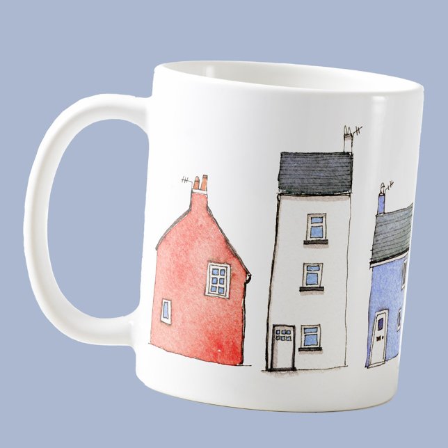 Watercolor House Art Coffee Mug (Watercolor house art coffee mug for real estate letting agent client customer gift)