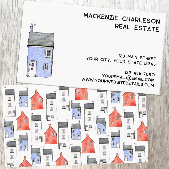 Watercolor House Business Card (Watercolor house business card for real estate agent, builder, home repair and renovation and more)