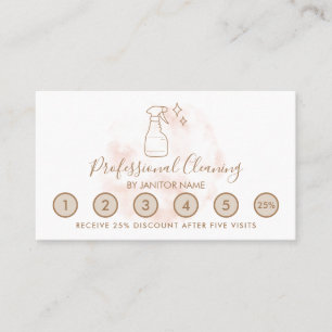 Watercolor House Cleaning Loyalty & Reward Punch Business Card