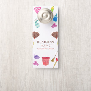 Watercolor House Cleaning Supplies Colourful Moder Door Hanger