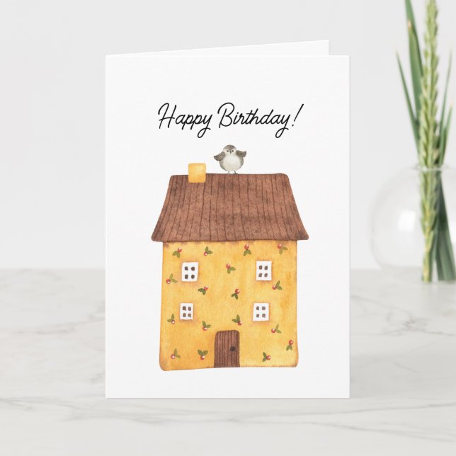 Watercolor House Client Birthday Card (Front)