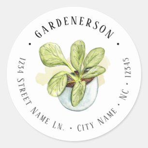 Watercolor Houseplant Classic Round Sticker