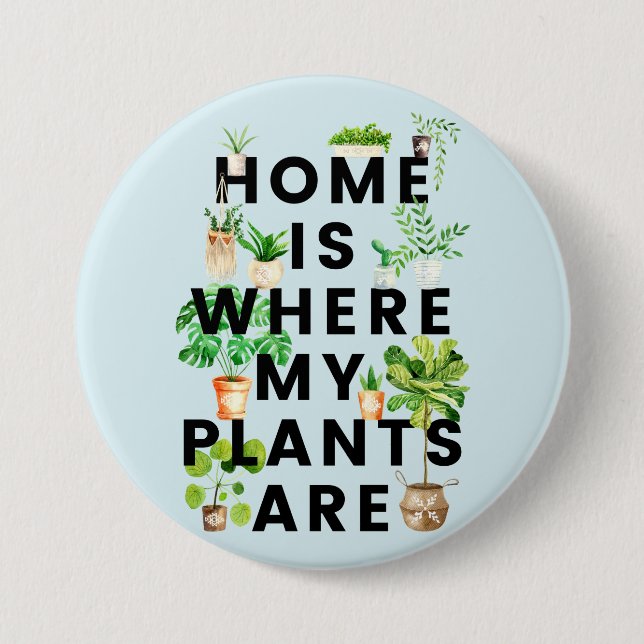 Watercolor Houseplant Gardening Quote 7.5 Cm Round Badge (Front)