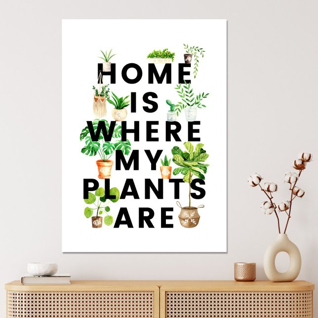 Watercolor Houseplant Gardening Quote Canvas Print (In situ)