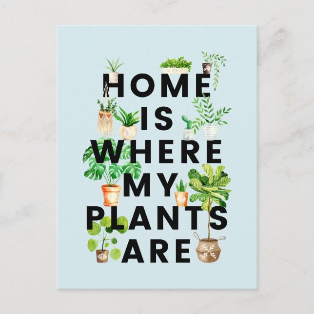 Watercolor Houseplant Gardening Quote Postcard (Front)